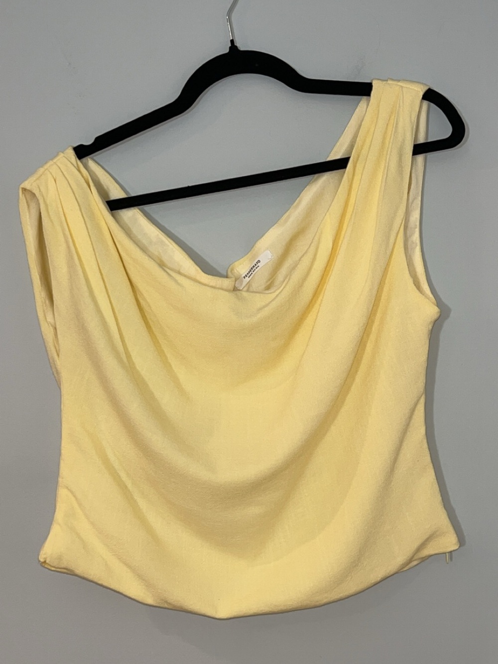 Peppermayo Size 12 Butter Yellow One Shoulder Linen/Cotton Blend Top - Picture 3 of 9